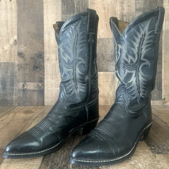 Tony Lama Vintage Black Western Cowboy Boots Mens 11 EE
